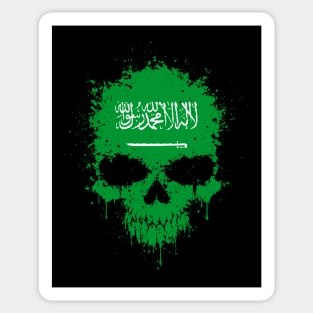 Chaotic Saudi Flag Splatter Skull Sticker